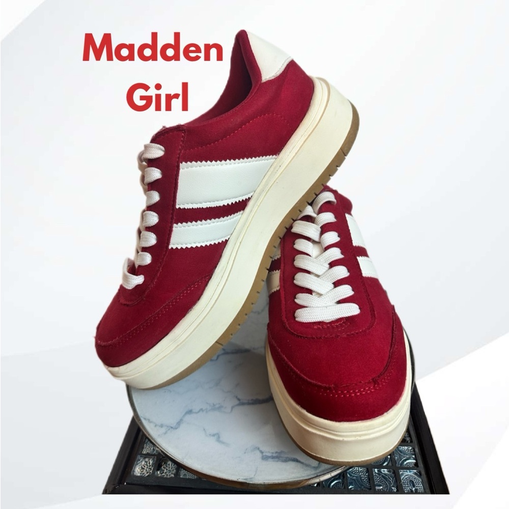 Chunky Madden Girl Bold Red and White Sneakers